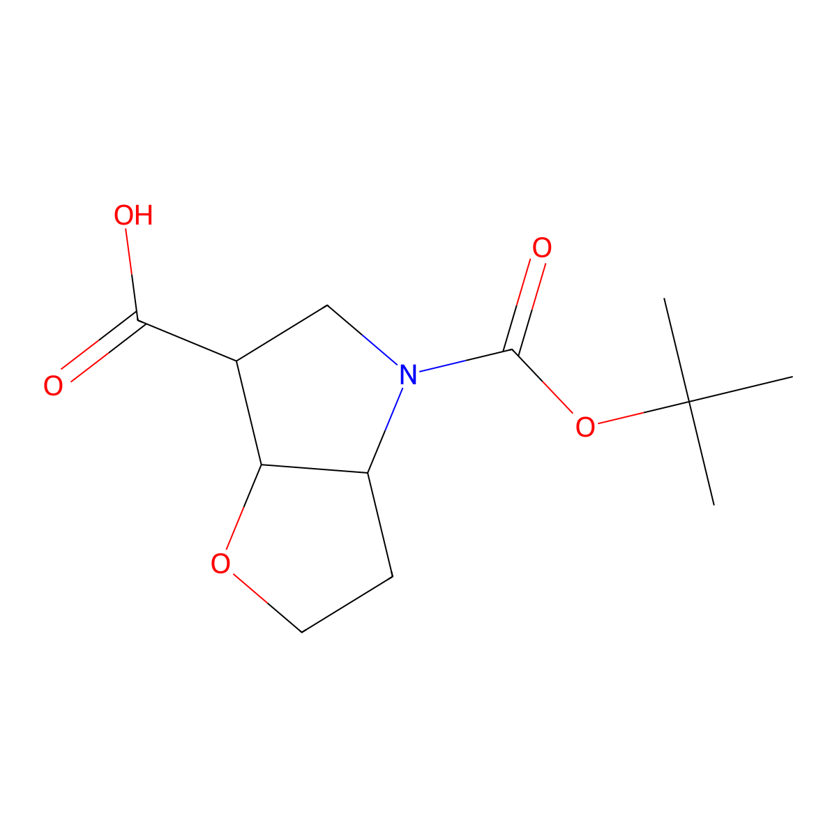 Racemic-(3aR,6S,6aR)-4-(tert-butoxycarbonyl)hexahydro-2H-furo[3,2-b]pyrrole-6-carboxylic acid molecular structure, CAS 1445951-57-4