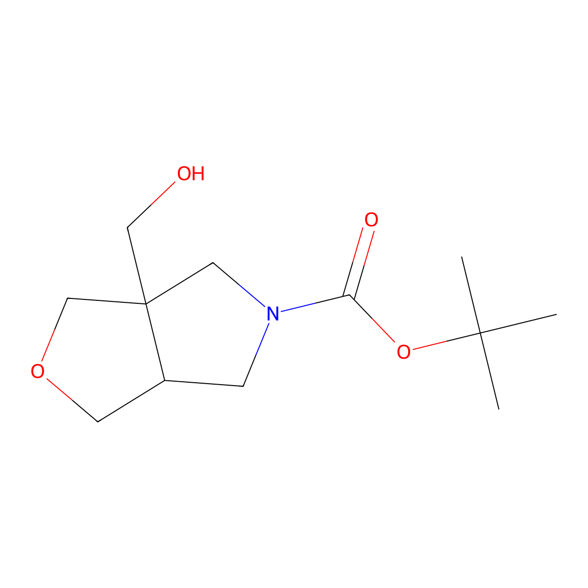 cis-tert-Butyl 3a-(hydroxymethyl)tetrahydro-1H-furo[3,4-c]pyrrole-5(3H)-carboxylate molecular structure, CAS 1445951-67-6