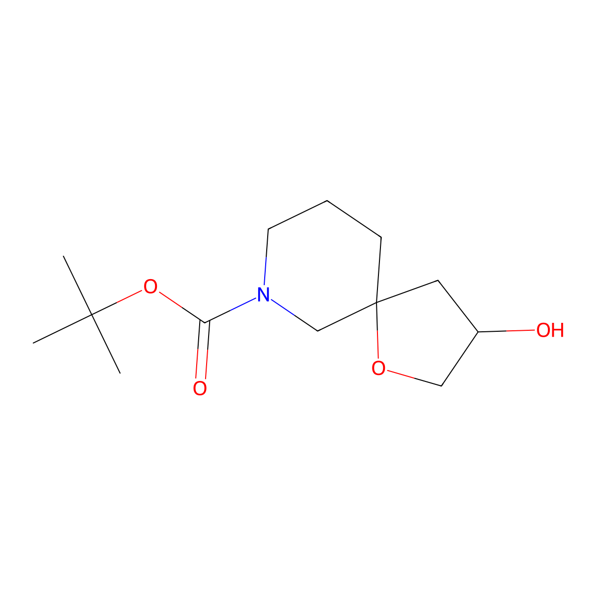 Racemic-(3R,5S)-Tert-Butyl 3-Hydroxy-1-Oxa-7-Azaspiro[4.5]Decane-7-Carboxylate molecular structure, CAS 1445951-75-6