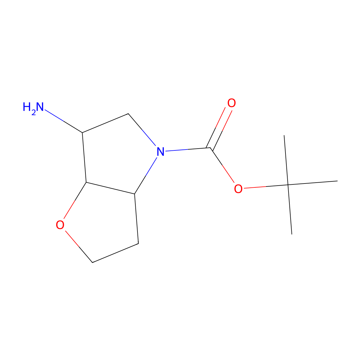tert-butyl (3aR,6S,6aR)-6-amino-hexahydro-2H-furo[3,2-b]pyrrole-4-carboxylate molecular structure, CAS 1445951-76-7