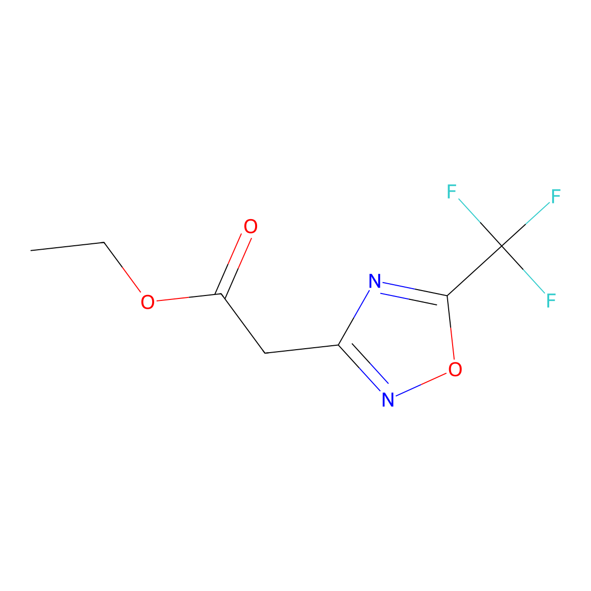 Ethyl 2-(5-(trifluoromethyl)-1,2,4-oxadiazol-3-yl)acetate molecular structure, CAS 1445951-91-6