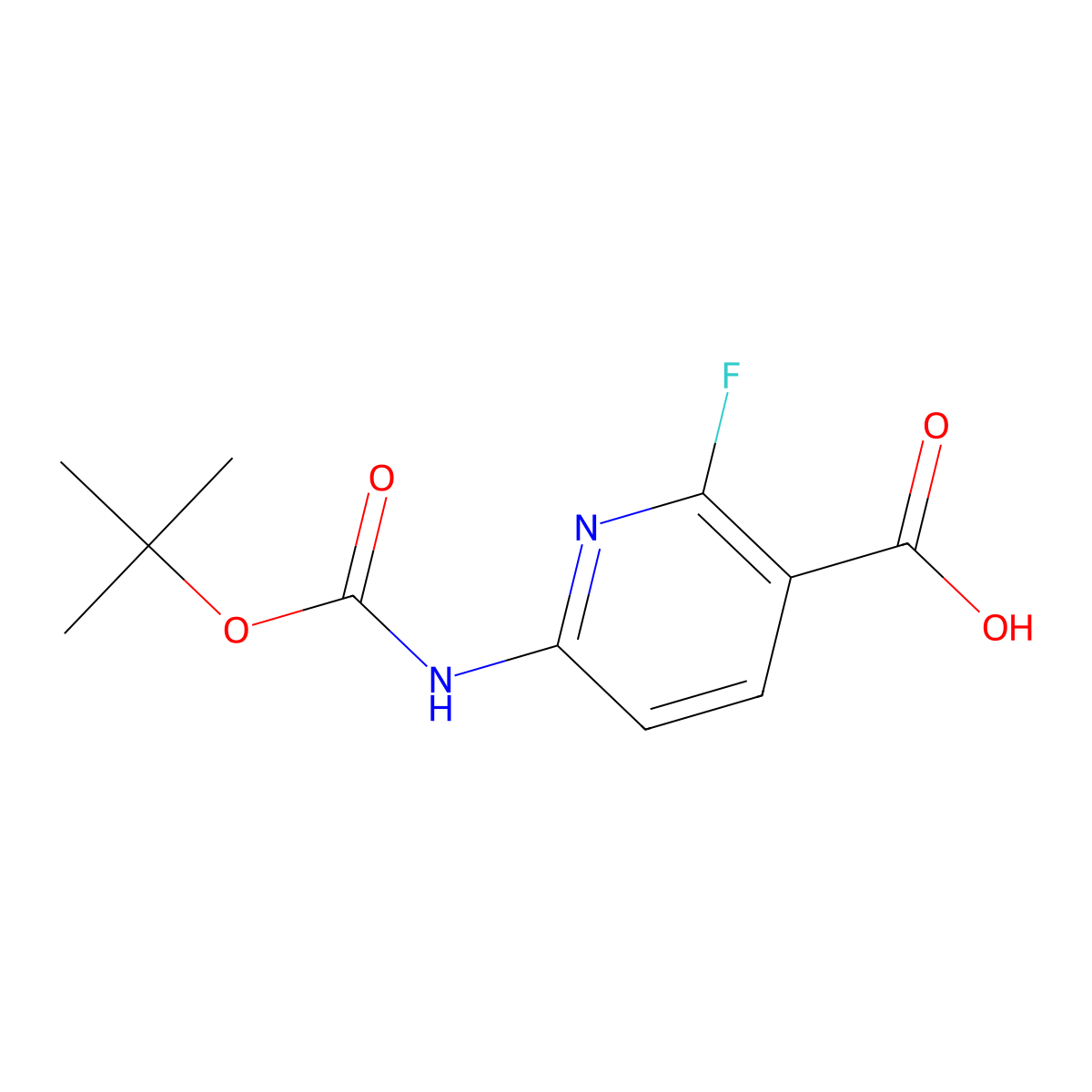 6-((tert-Butoxycarbonyl)amino)-2-fluoronicotinic acid molecular structure, CAS 1445962-38-8