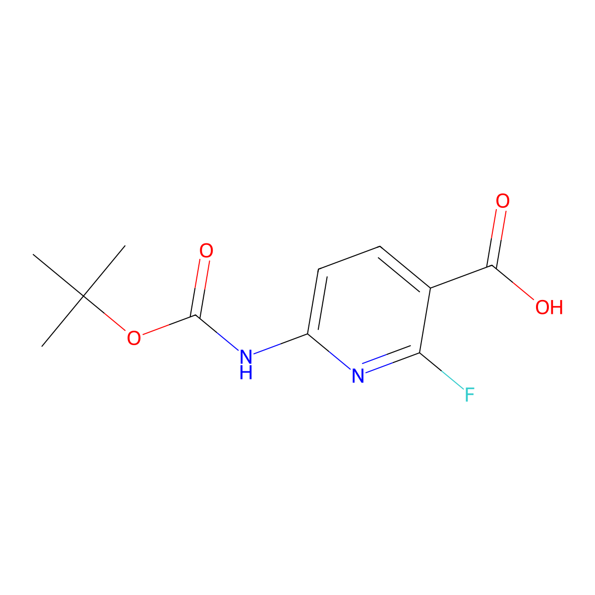 6-((tert-Butoxycarbonyl)amino)-2-fluoronicotinic acid molecular structure, CAS 1445962-38-8