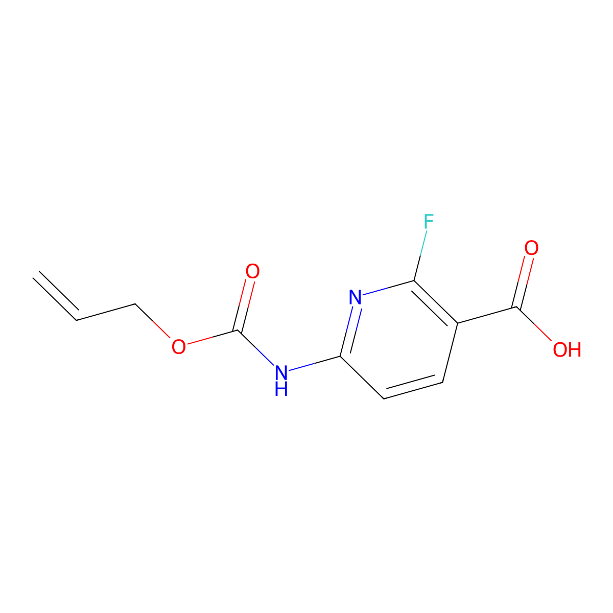 2-Fluoro-6-{[(prop-2-en-1-yloxy)carbonyl]amino}pyridine-3-carboxylic acid molecular structure, CAS 1445962-44-6