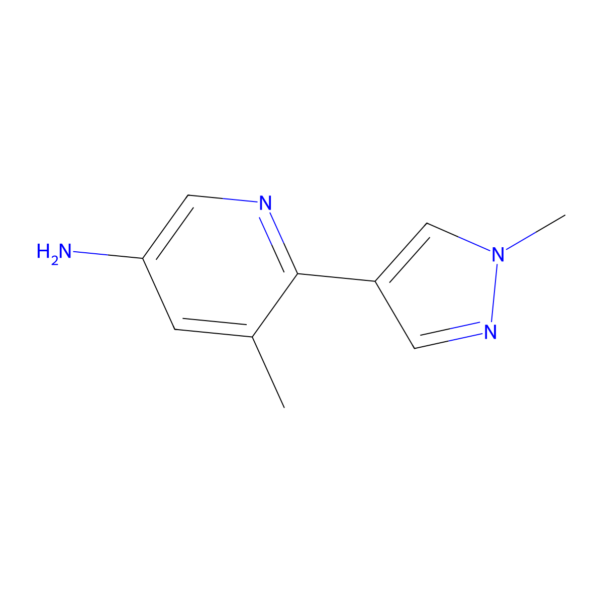 5-Methyl-6-(1-methylpyrazol-4-yl)pyridin-3-amine molecular structure, CAS 1445968-83-1