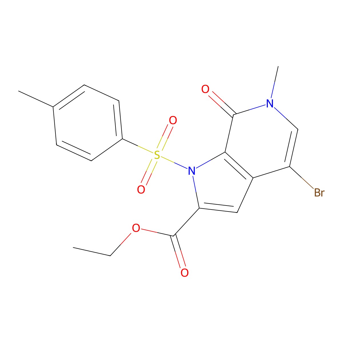 ethyl 4-bromo-6-methyl-7-oxo-1-tosyl-6,7-dihydro-1H-pyrrolo[2,3-c]pyridine-2-carboxylate molecular structure, CAS 1445993-96-3