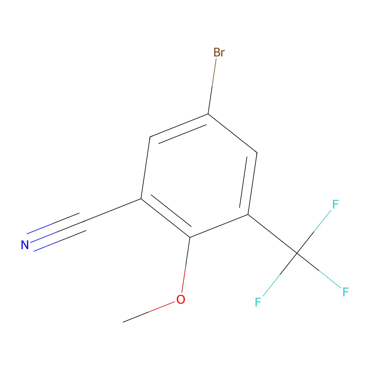 5-Bromo-2-methoxy-3-(trifluoromethyl)benzonitrile molecular structure, CAS 1445995-71-0