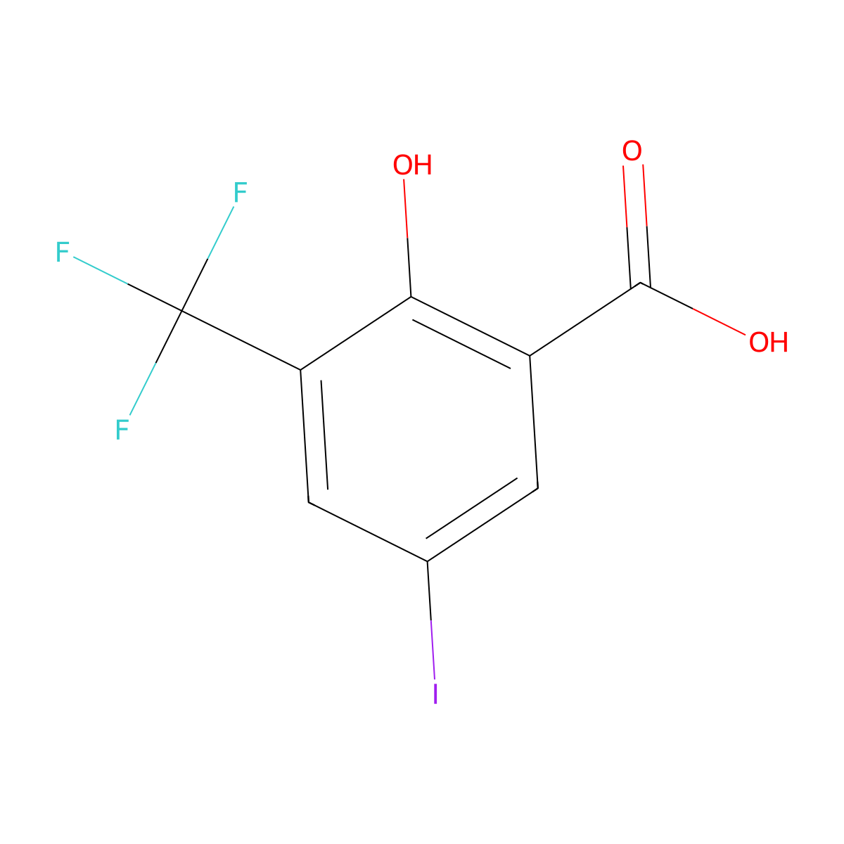 2-Hydroxy-5-iodo-3-(trifluoromethyl)benzoic acid molecular structure, CAS 1445995-72-1