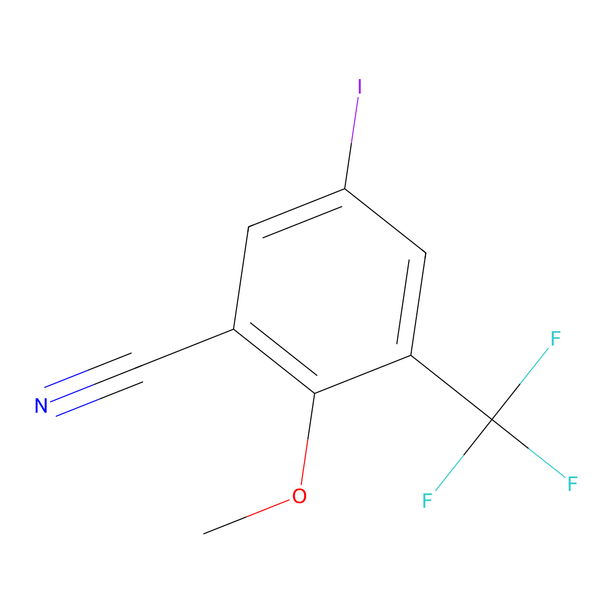 5-Iodo-2-methoxy-3-(trifluoromethyl)benzonitrile molecular structure, CAS 1445995-74-3