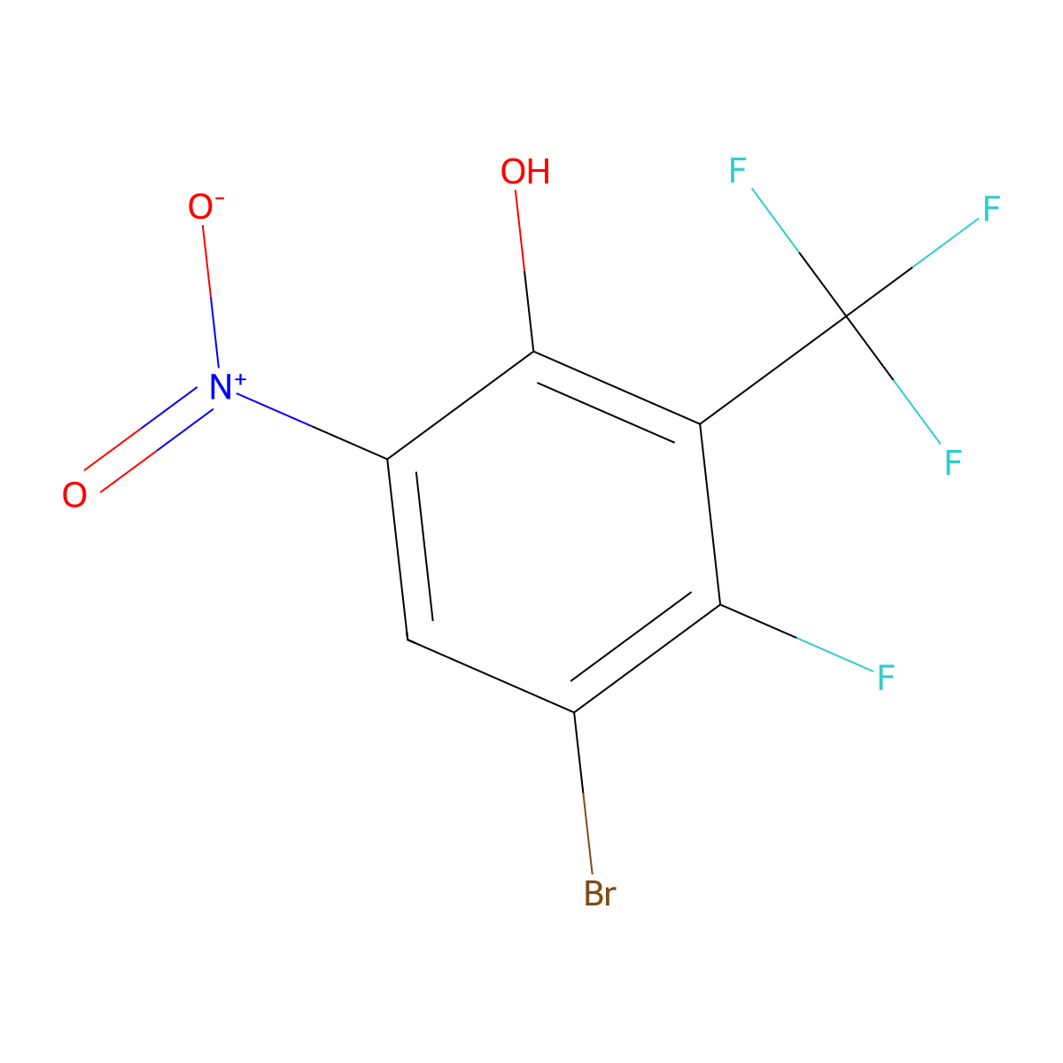 4-Bromo-3-fluoro-6-nitro-2-(trifluoromethyl)phenol molecular structure, CAS 1445995-81-2