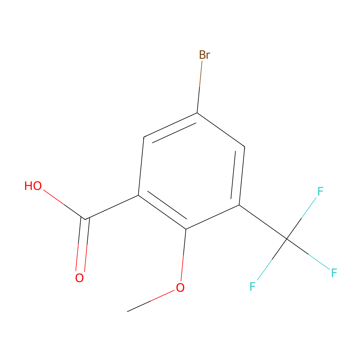 5-Bromo-2-methoxy-3-(trifluoromethyl)benzoic acid molecular structure, CAS 1445995-86-7