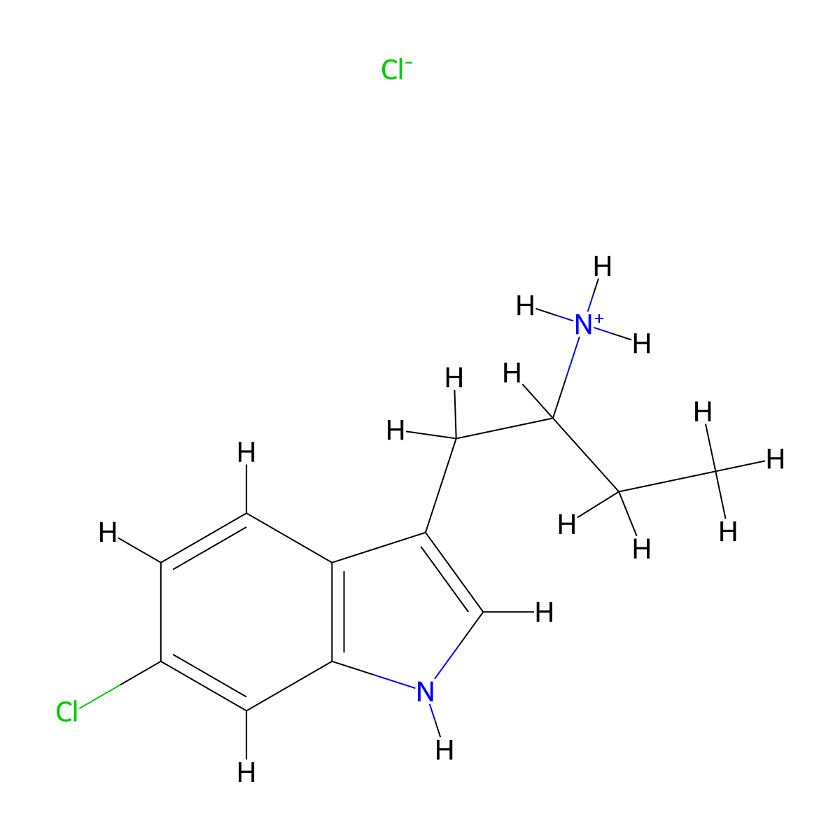 1-(6-Chloro-1H-indol-3-yl)butan-2-amine--hydrogen chloride (1/1) molecular structure, CAS 1446-77-1