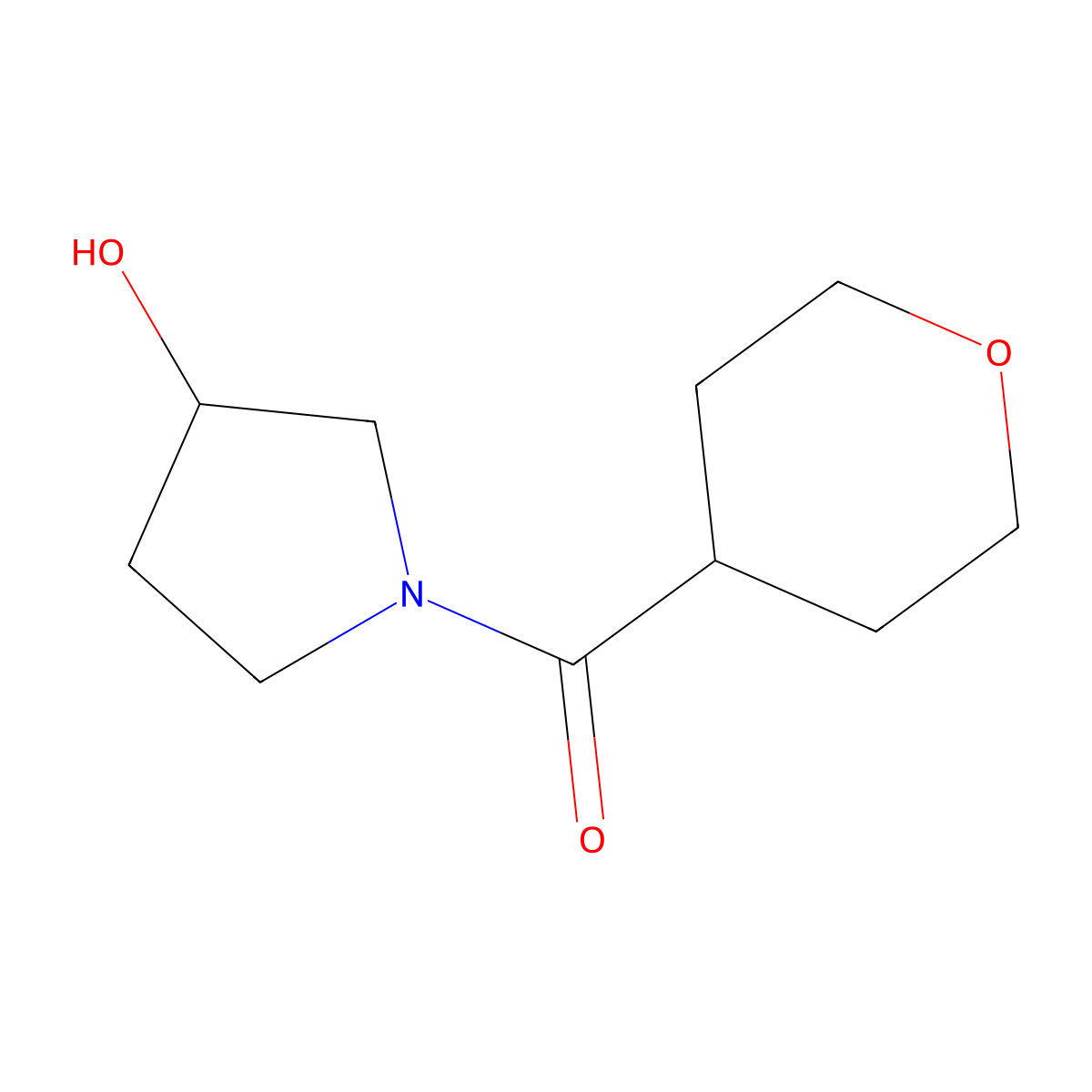 (R)-(3-Hydroxypyrrolidin-1-yl)(tetrahydro-2H-pyran-4-yl)methanone molecular structure, CAS 1446001-76-8