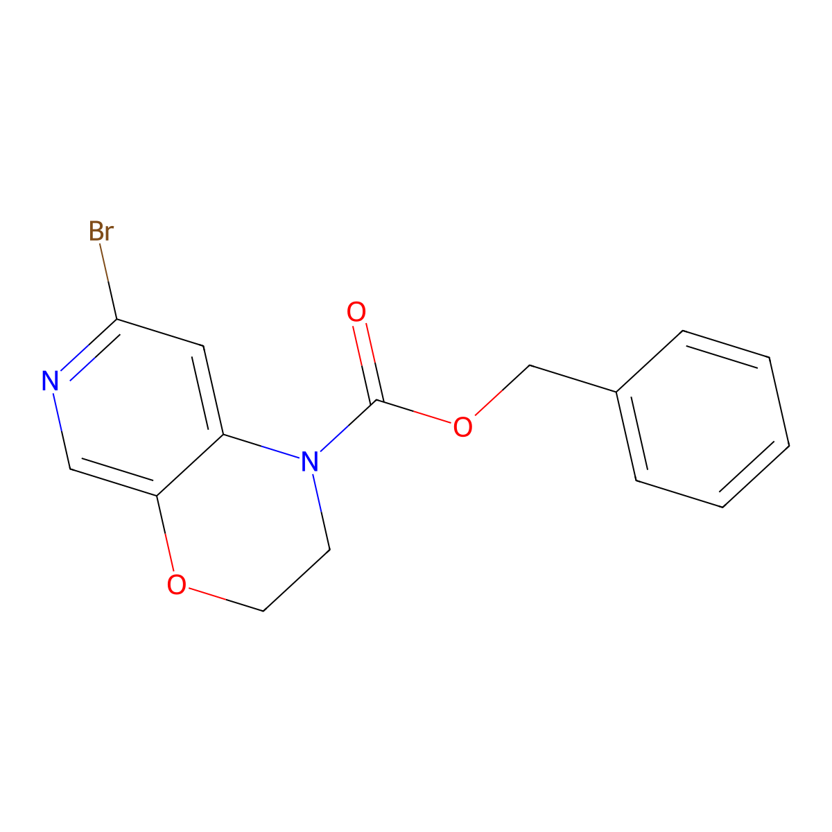benzyl 7-bromo-1H,2H,3H-pyrido[3,4-b][1,4]oxazine-1-carboxylate molecular structure, CAS 1446001-94-0