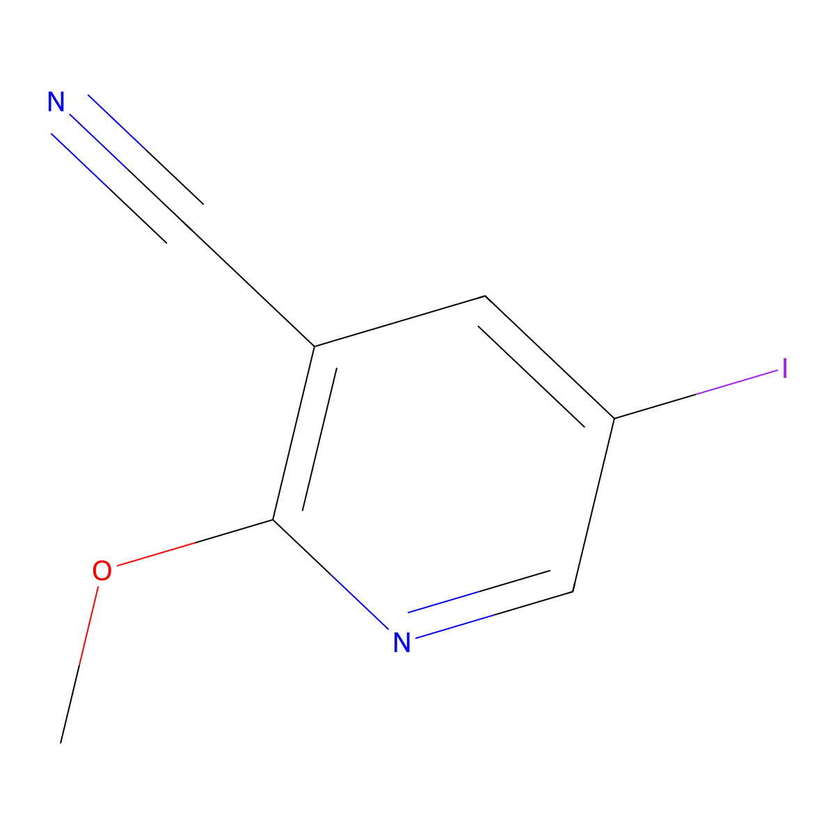 5-Iodo-2-methoxy-nicotinonitrile molecular structure, CAS 1446002-31-8