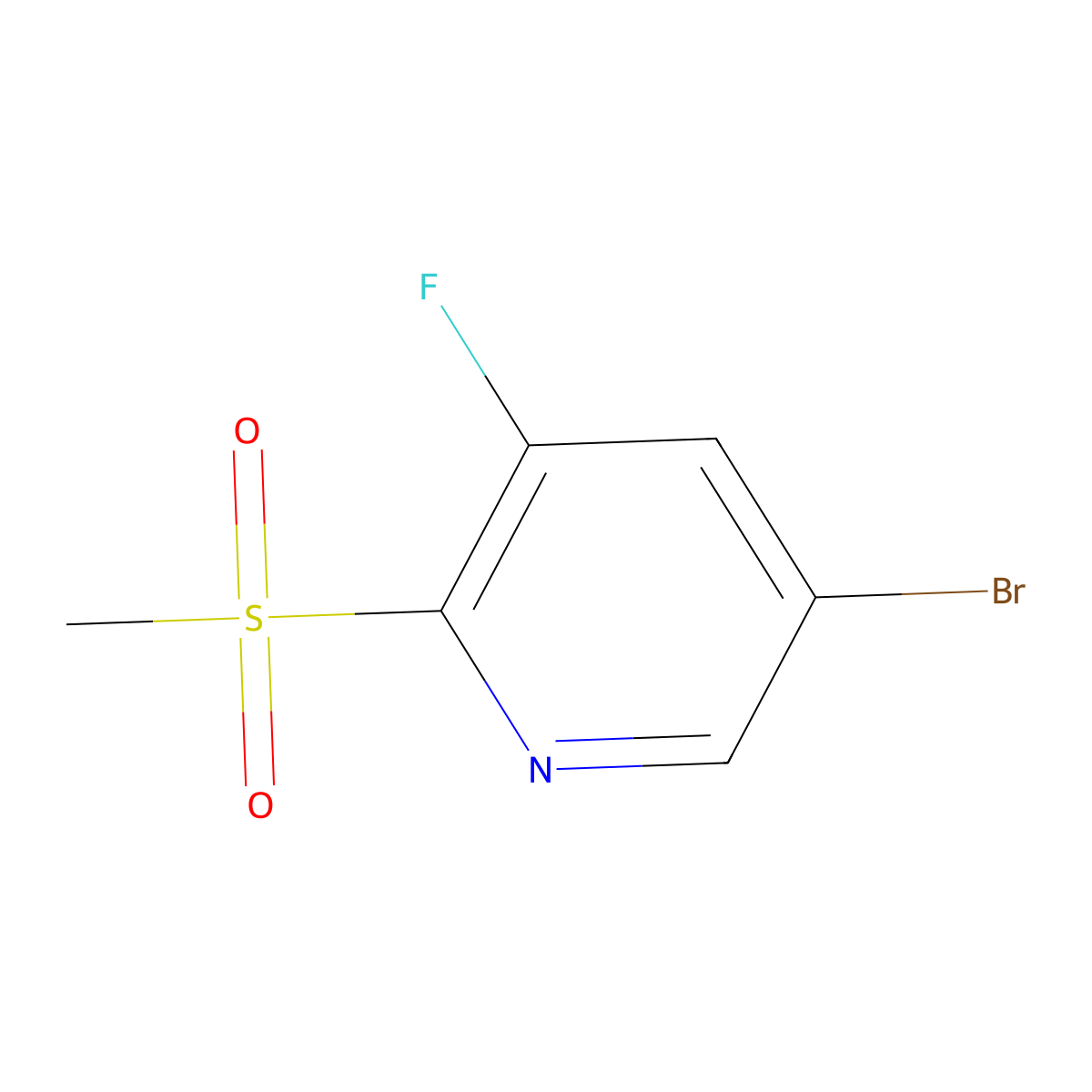 5-Bromo-3-fluoro-2-(methylsulfonyl)pyridine molecular structure, CAS 1446002-35-2