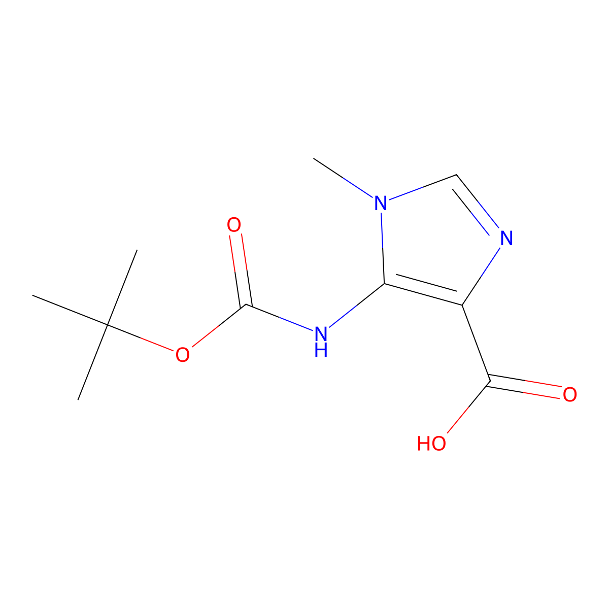 5-tert-Butoxycarbonylamino-1-methyl-1H-imidazole-4-carboxylic acid molecular structure, CAS 1446002-41-0