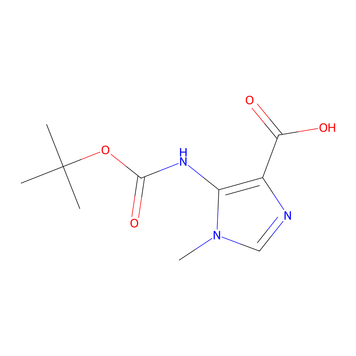 5-tert-Butoxycarbonylamino-1-methyl-1H-imidazole-4-carboxylic acid molecular structure, CAS 1446002-41-0