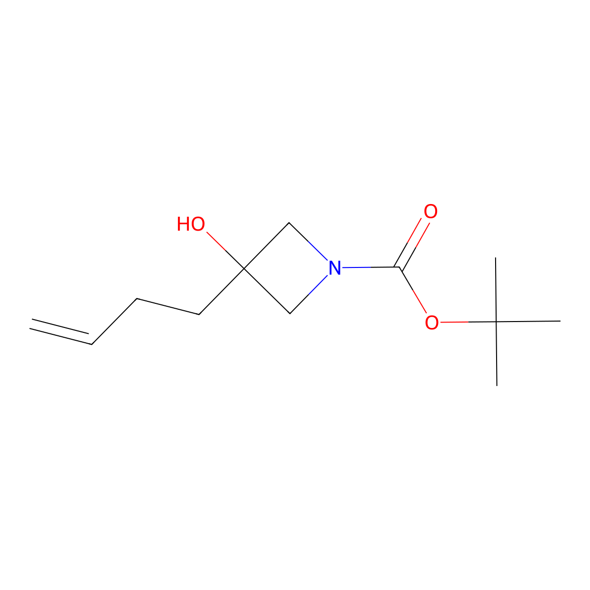 tert-Butyl 3-(but-3-en-1-yl)-3-hydroxyazetidine-1-carboxylate molecular structure, CAS 1446012-46-9
