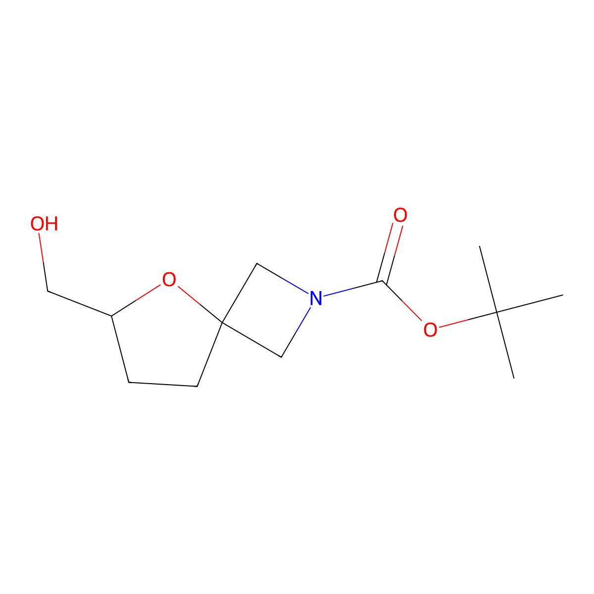 Tert-butyl 6-(hydroxymethyl)-5-oxa-2-azaspiro[3.4]octane-2-carboxylate molecular structure, CAS 1446012-48-1