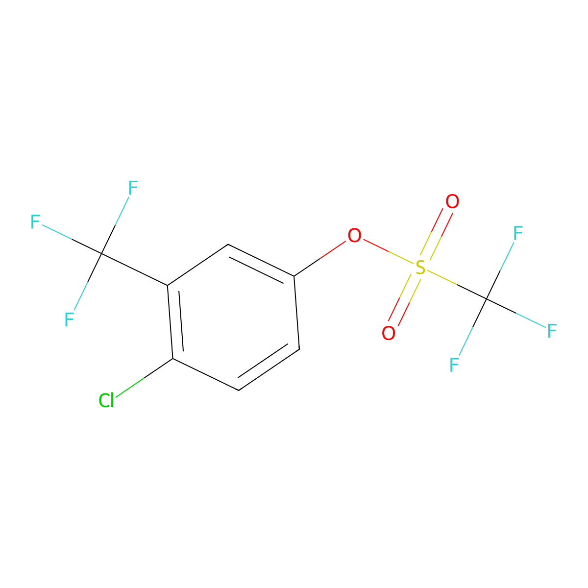 4-Chloro-3-(trifluoromethyl)phenyl trifluoromethanesulphonate molecular structure, CAS 1446016-91-6