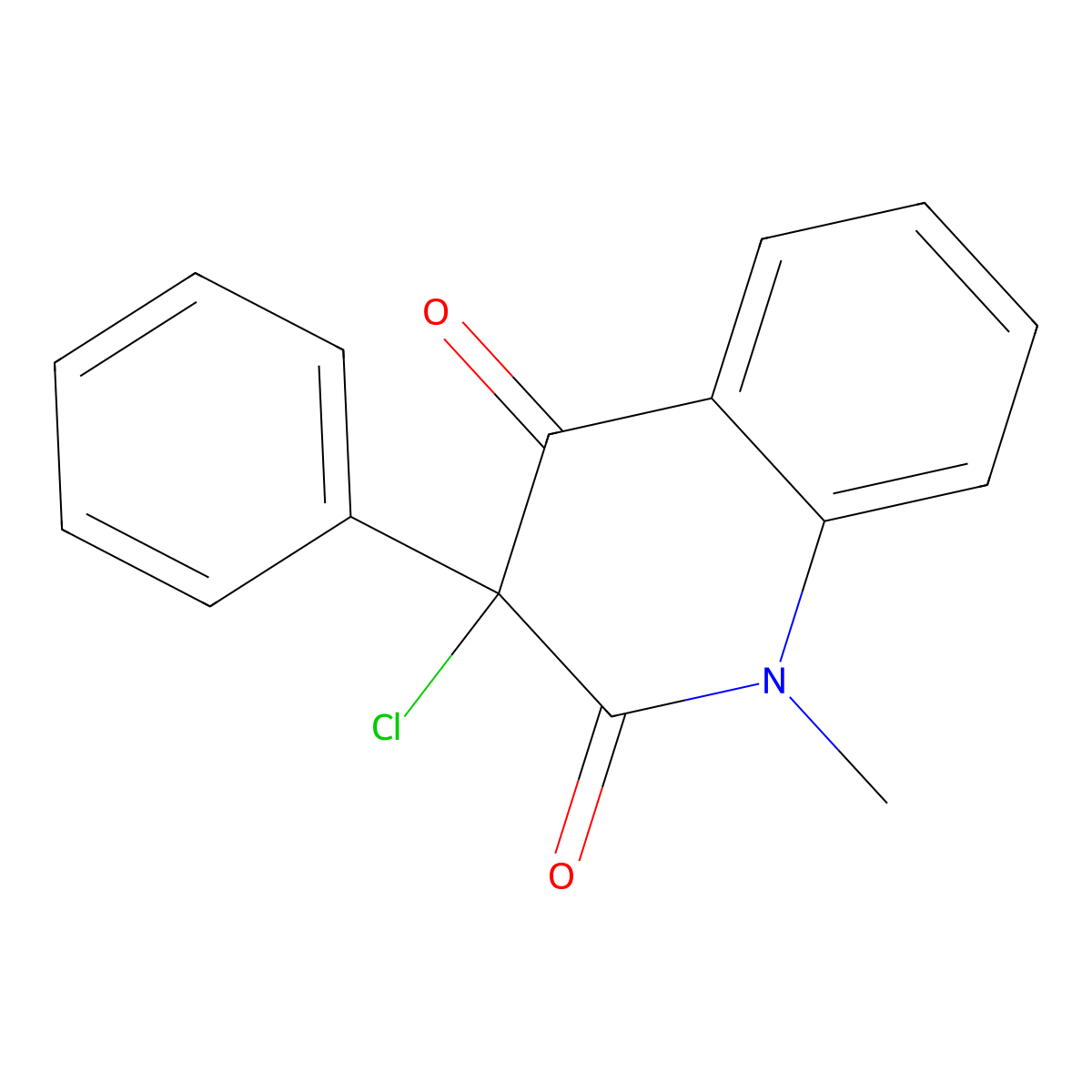 3-Chloro-1-methyl-3-phenylquinoline-2,4-dione molecular structure, CAS 144603-33-8