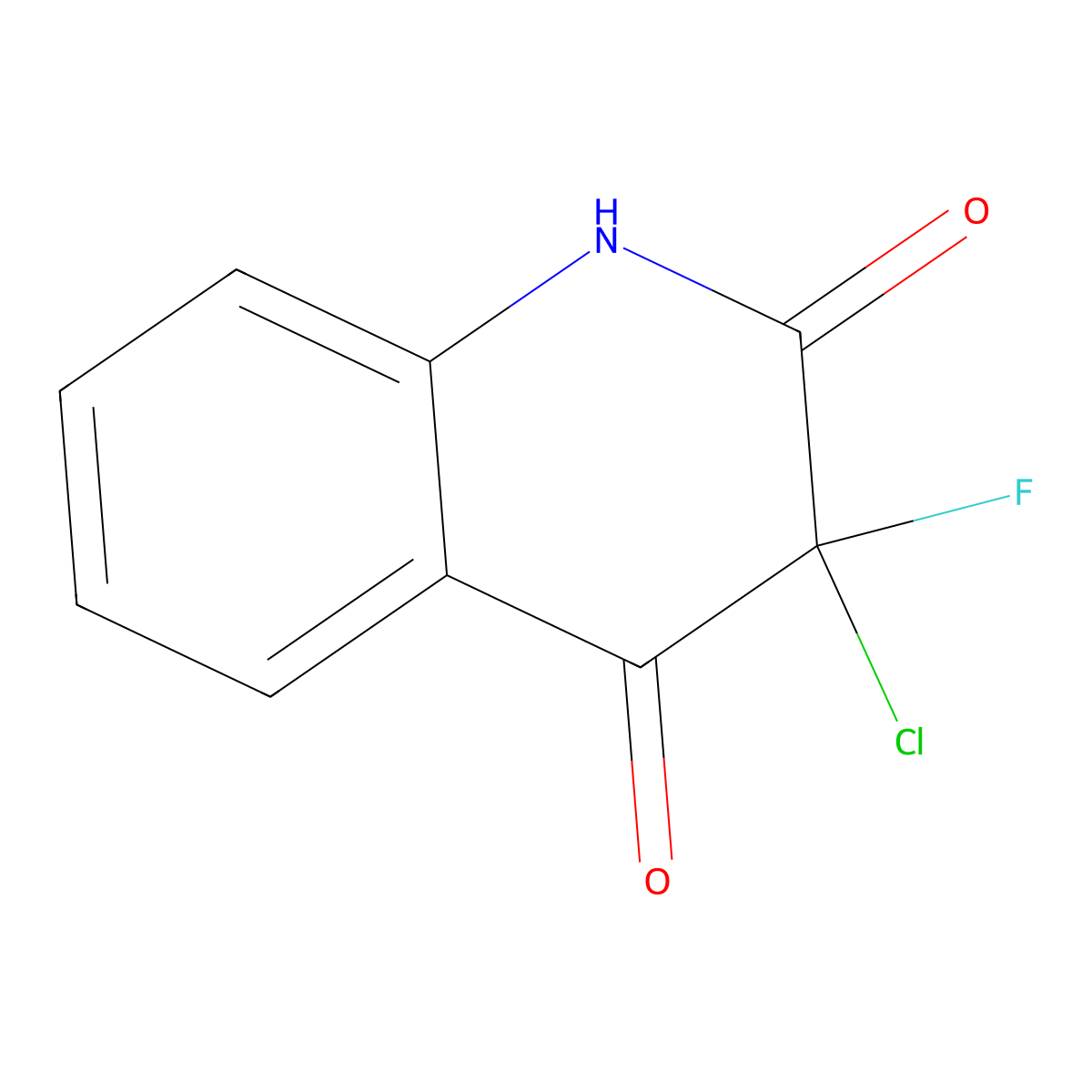 3-Chloro-3-fluoro-2-hydroxyquinolin-4(3H)-one molecular structure, CAS 144603-83-8