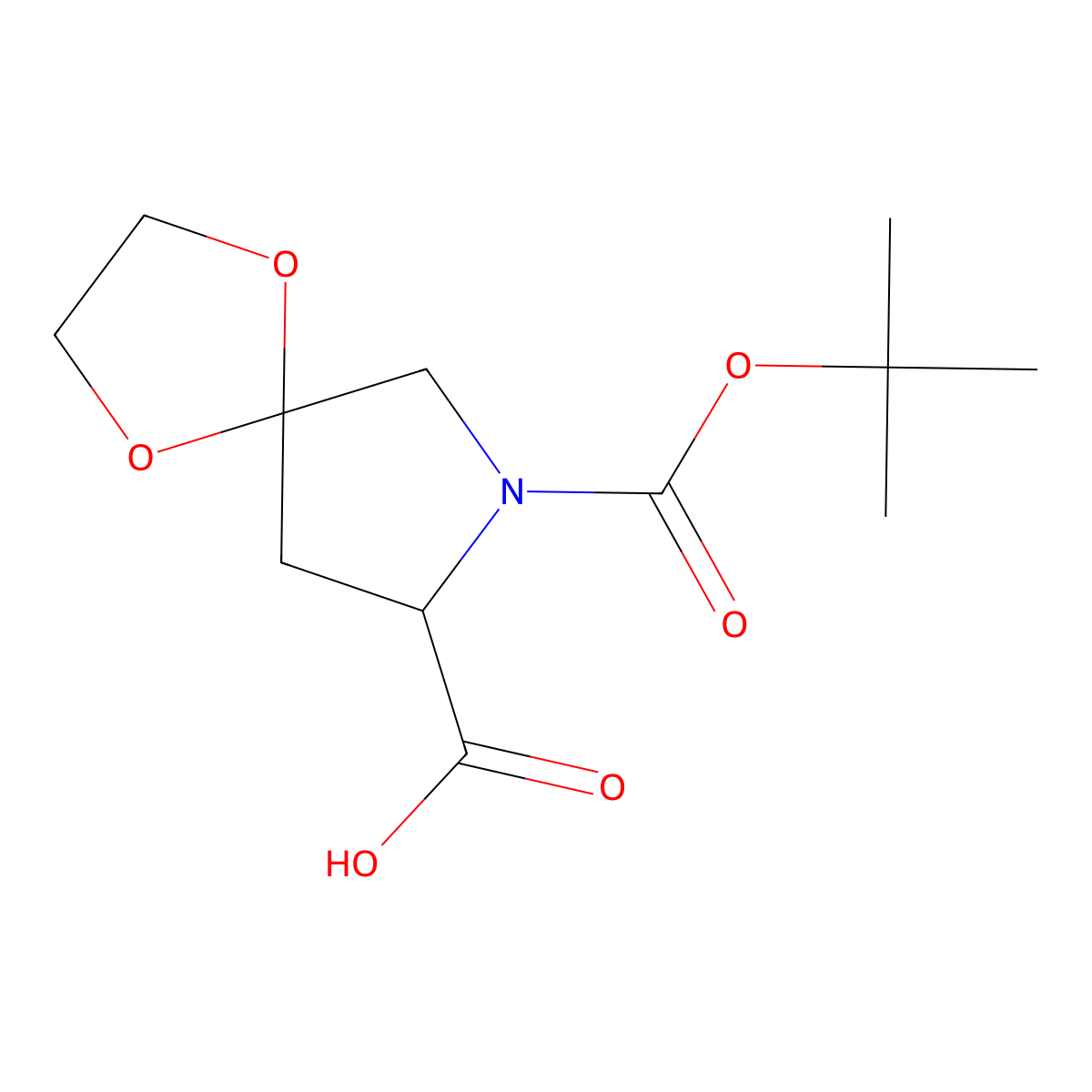 (8S)-7-tert-butoxycarbonyl-1,4-dioxa-7-azaspiro[4.4]nonane-8-carboxylic acid molecular structure, CAS 1446082-13-8