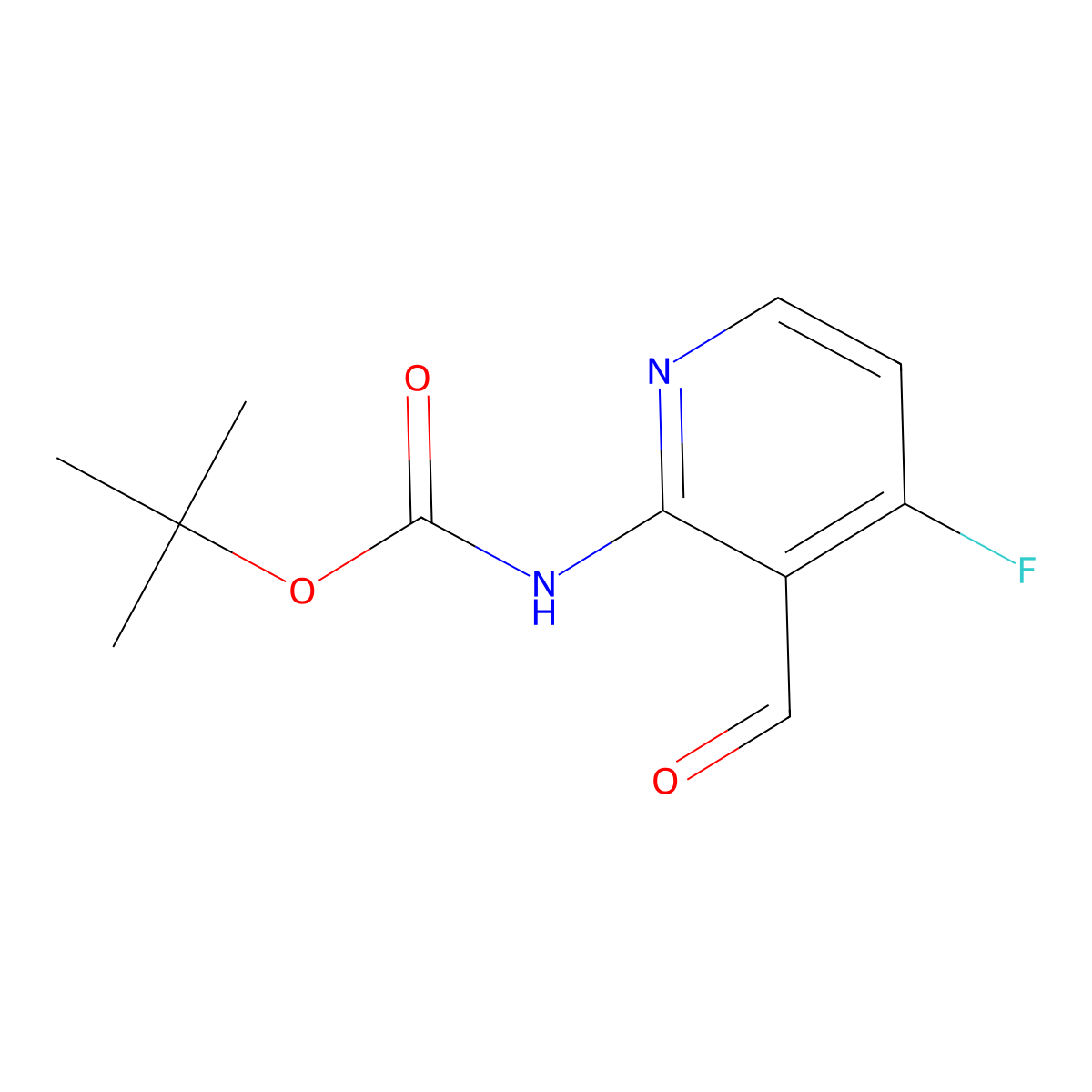 tert-butyl N-(4-fluoro-3-formylpyridin-2-yl)carbamate molecular structure, CAS 1446091-81-1