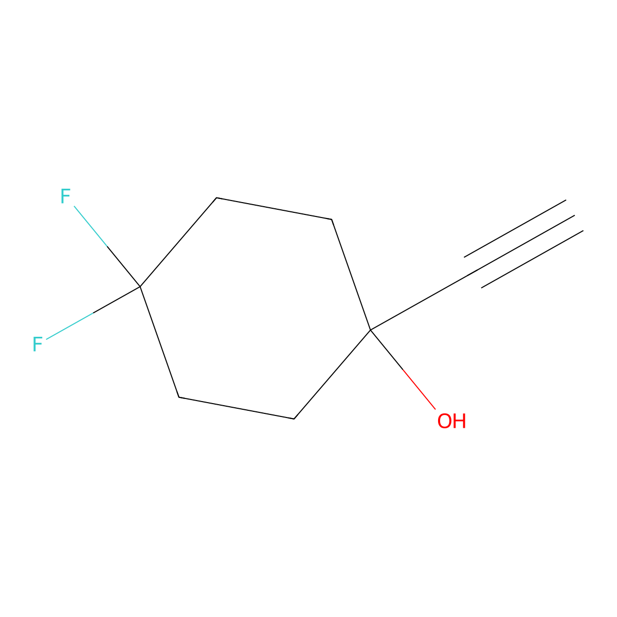 1-Ethynyl-4,4-difluorocyclohexan-1-ol molecular structure, CAS 1446099-82-6