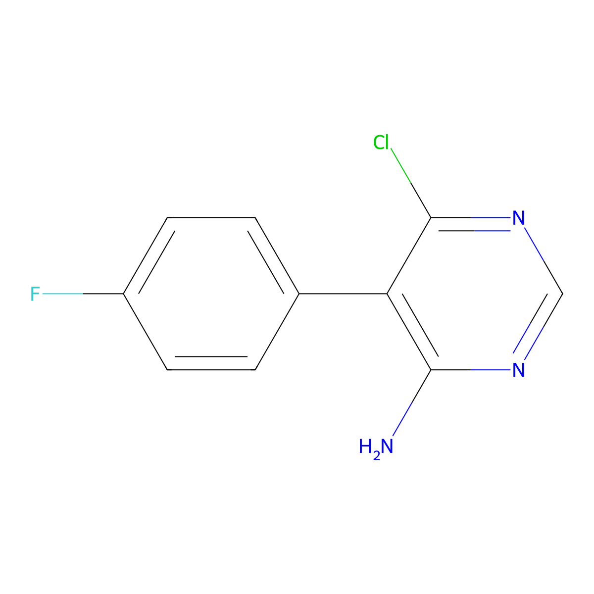 4-Pyrimidinamine, 6-chloro-5-(4-fluorophenyl)- molecular structure, CAS 1446109-96-1