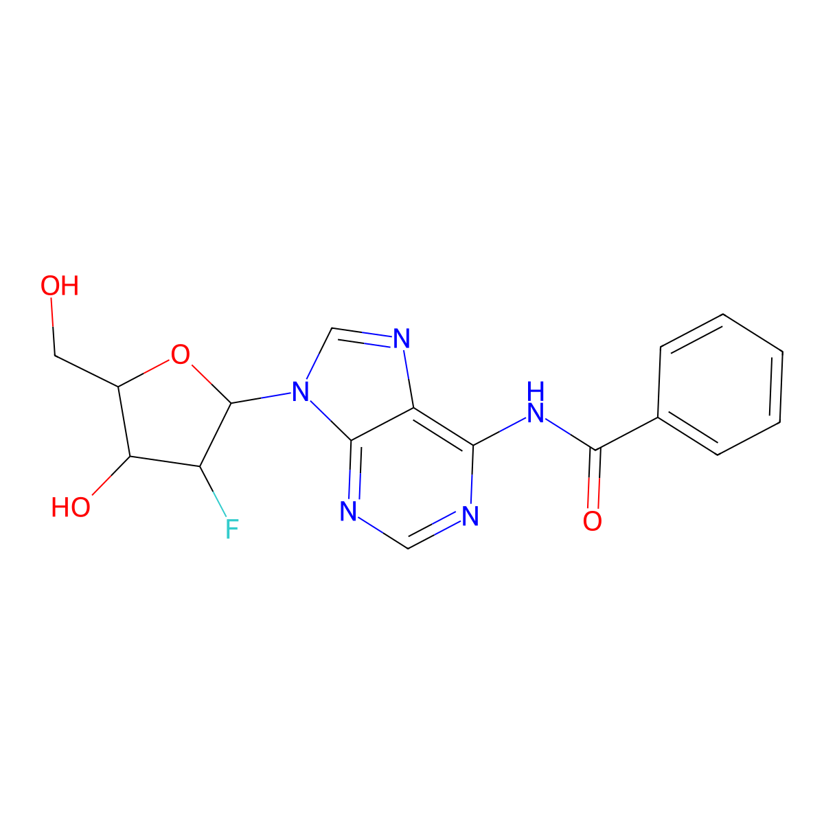N6-Benzoyl-9-(2'-deoxy-2'-fluoro-b-D-arabinofuranosyl)adenine molecular structure, CAS 1446113-65-0