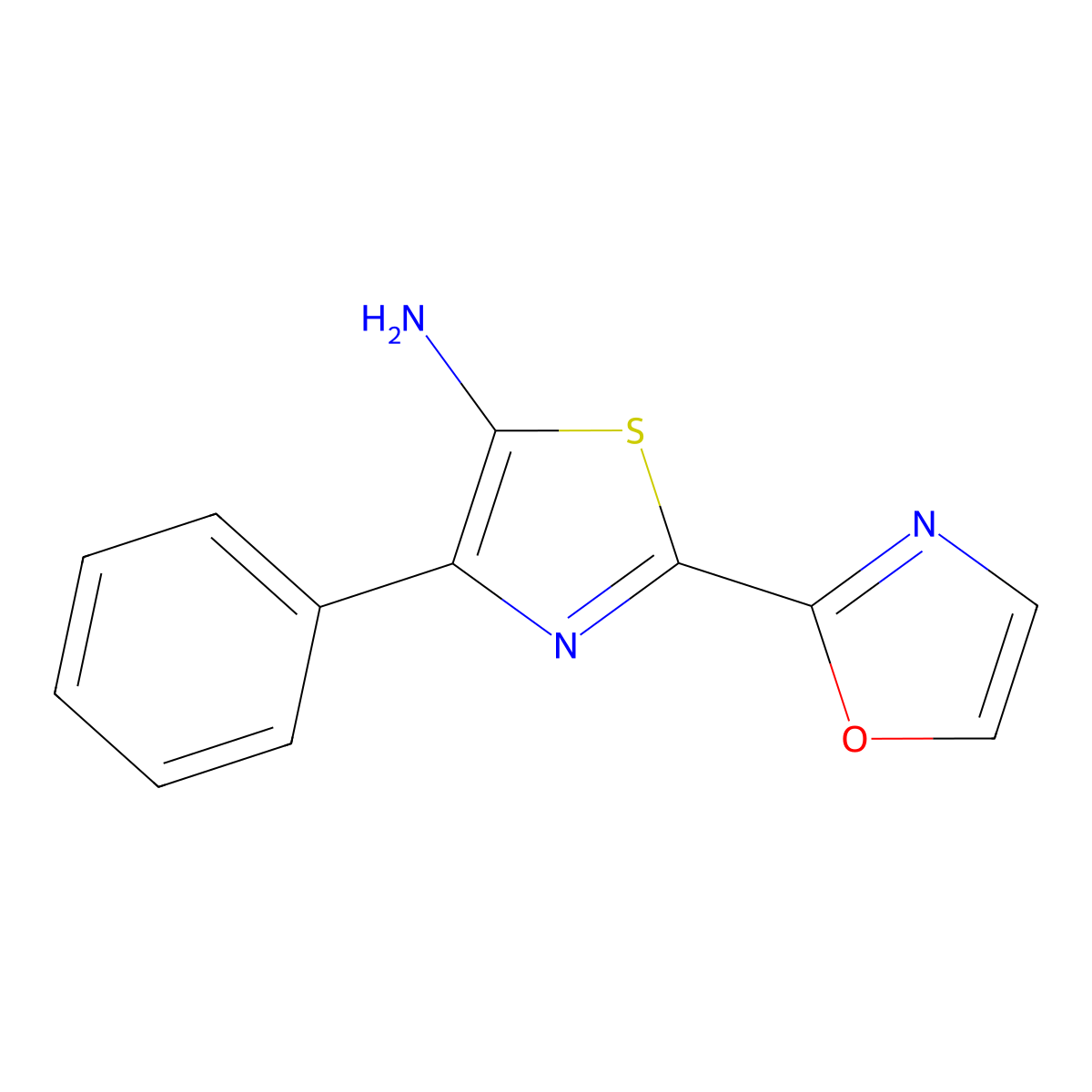 2-(Oxazol-2-yl)-4-phenylthiazol-5-amine molecular structure, CAS 1446183-03-4