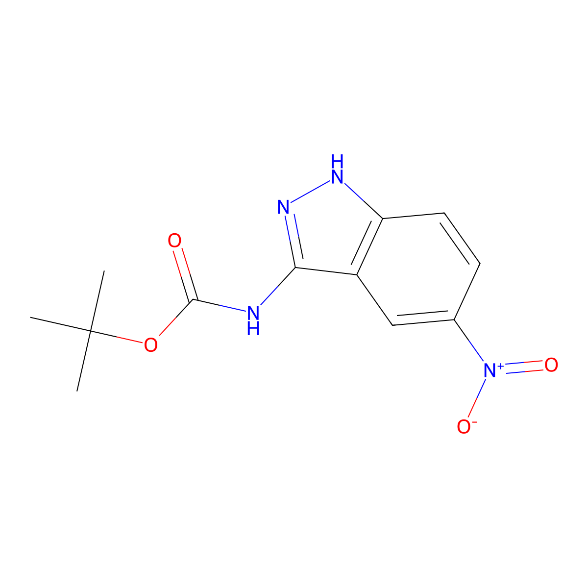 tert-butyl N-(5-nitro-1H-indazol-3-yl)carbamate molecular structure, CAS 1446222-61-2