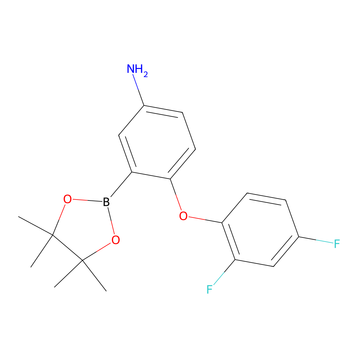 4-(2,4-Difluorophenoxy)-3-(4,4,5,5-tetramethyl-1,3,2-dioxaborolan-2-yl)aniline molecular structure, CAS 1446236-84-5