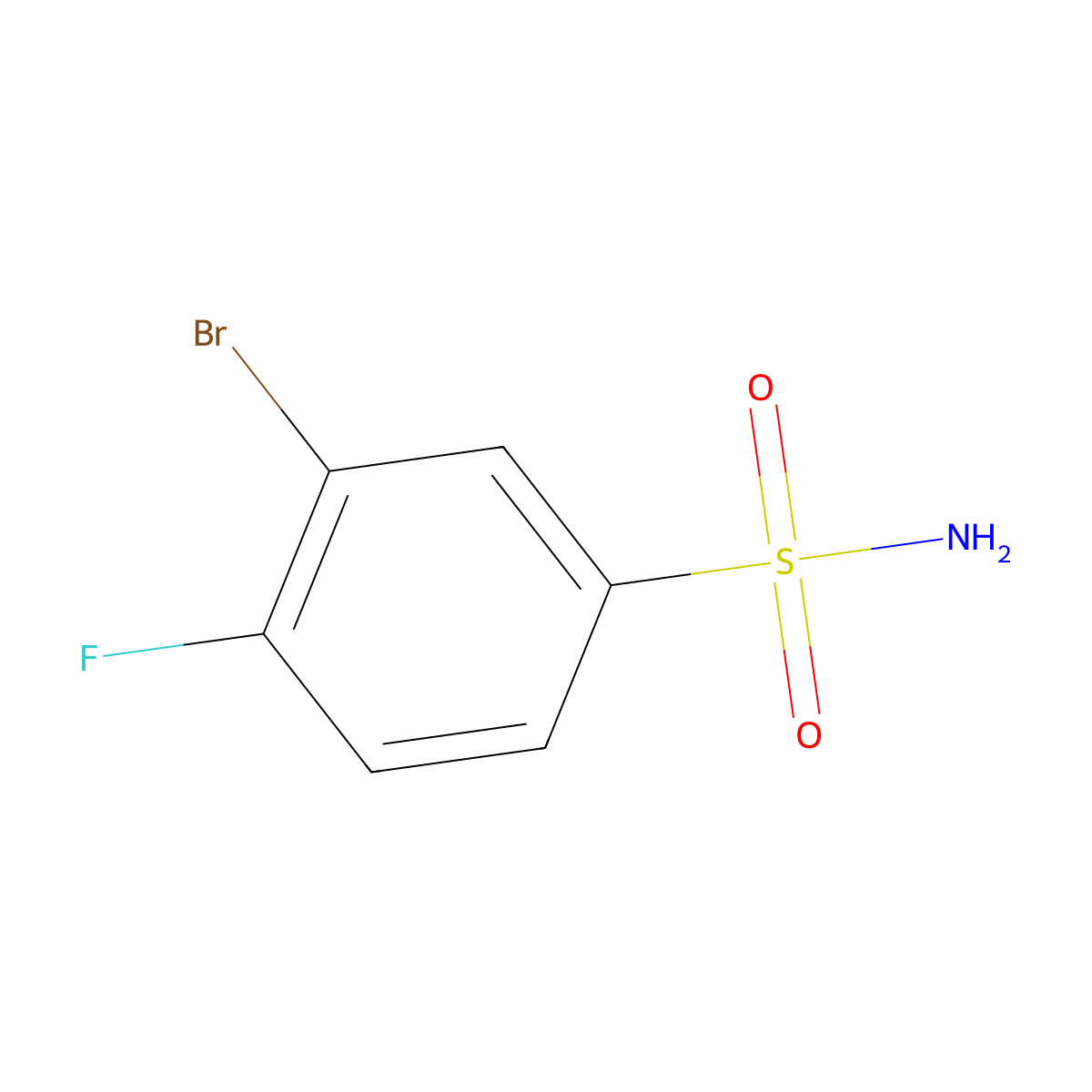 3-Bromo-4-fluorobenzenesulfonamide molecular structure, CAS 1446237-76-8