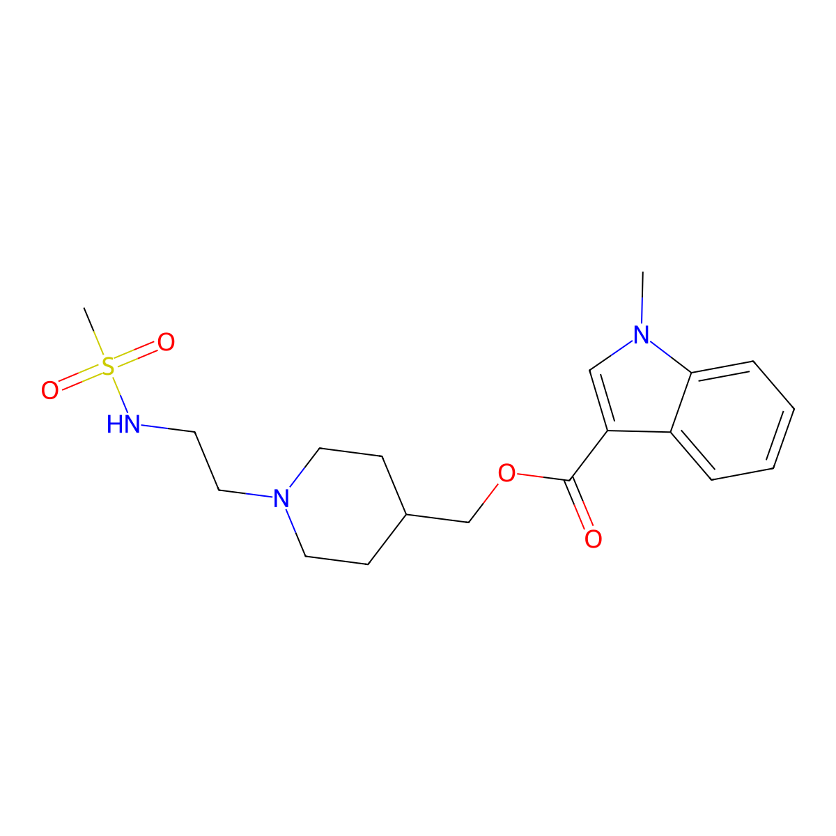 (1-(2-((Methylsulfonyl)amino)ethyl)-4-piperidinyl)methyl 1-methyl-1H-indole-3-carboxylate molecular structure, CAS 144625-51-4
