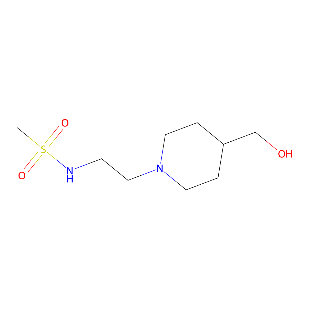 N-(2-(4-(hydroxymethyl)piperidin-1-yl)ethyl)methanesulfonamide molecular structure, CAS 144625-74-1