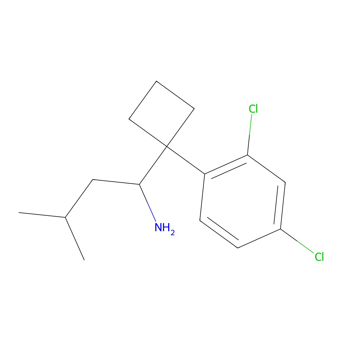 1-[1-(2,4-Dichlorophenyl)cyclobutyl]-3-methyl-1-butylamine molecular structure, CAS 1446259-02-4
