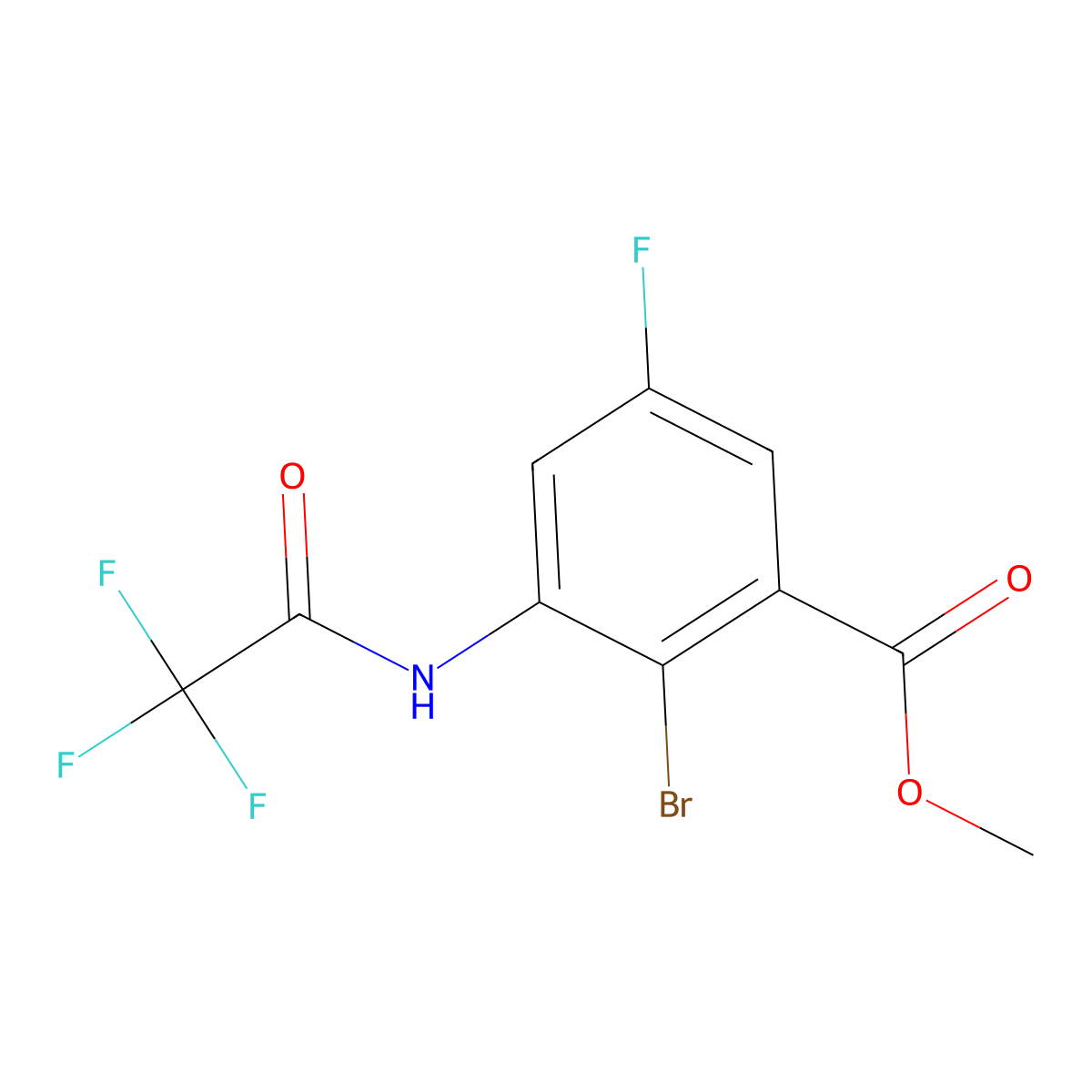 Methyl 2-bromo-5-fluoro-3-(2,2,2-trifluoroacetamido)benzoate molecular structure, CAS 1446261-56-8