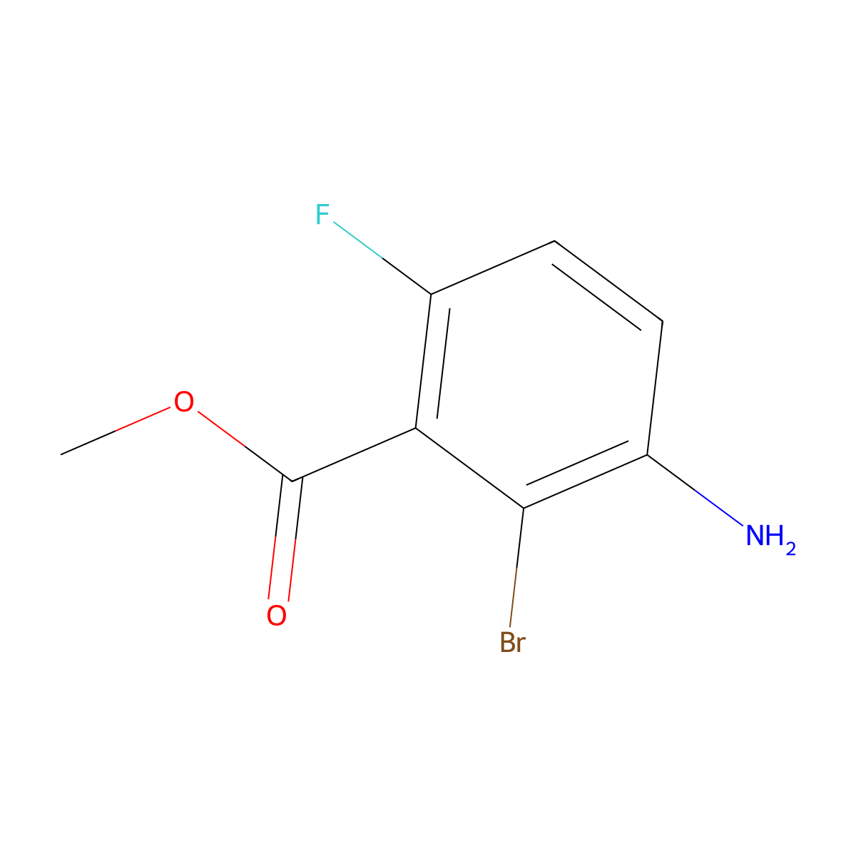 Methyl 3-amino-2-bromo-6-fluorobenzoate molecular structure, CAS 1446261-65-9