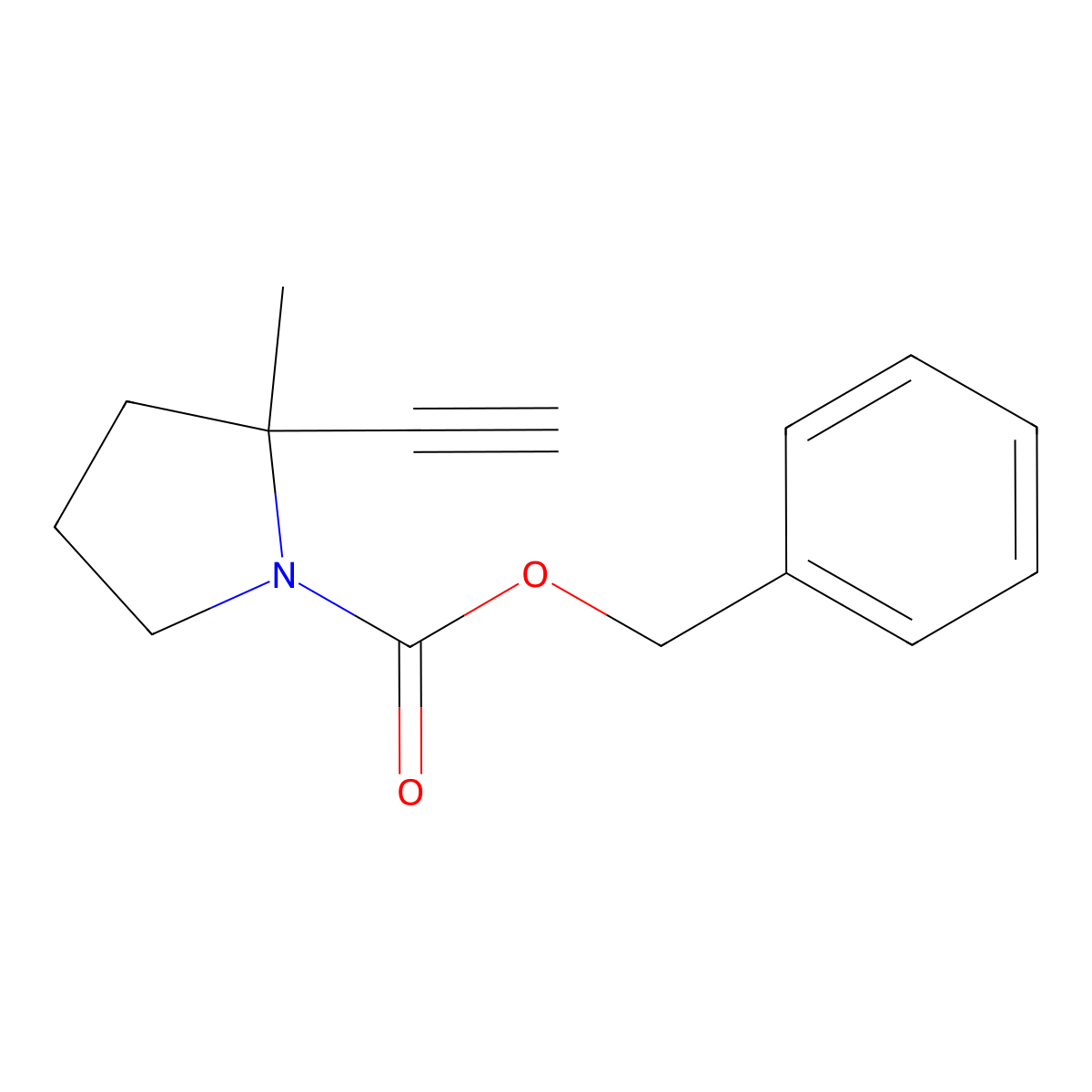 benzyl (2R)-2-ethynyl-2-methylpyrrolidine-1-carboxylate molecular structure, CAS 1446261-69-3