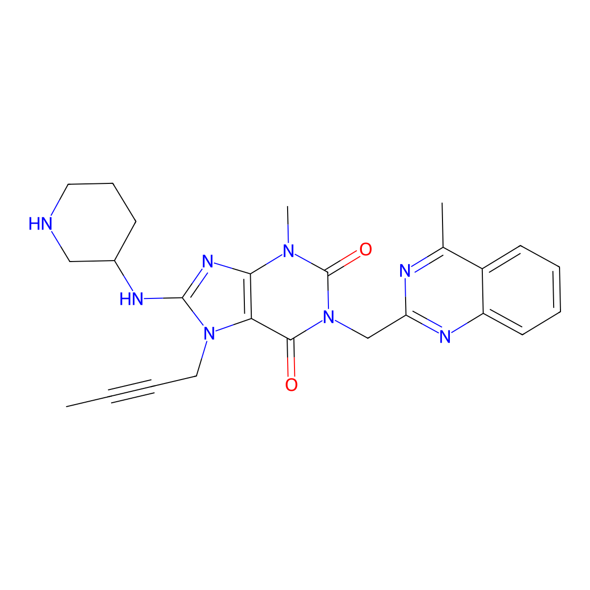 Des-(R)-piperidin-3-amine 8-(R)-(Piperidin-3-ylamino) Linagliptin molecular structure, CAS 1446263-38-2