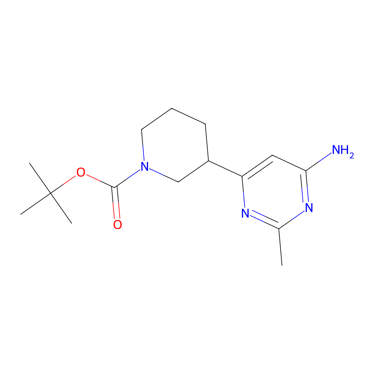 tert-Butyl 3-(6-amino-2-methylpyrimidin-4-yl)piperidine-1-carboxylate molecular structure, CAS 1446282-15-0