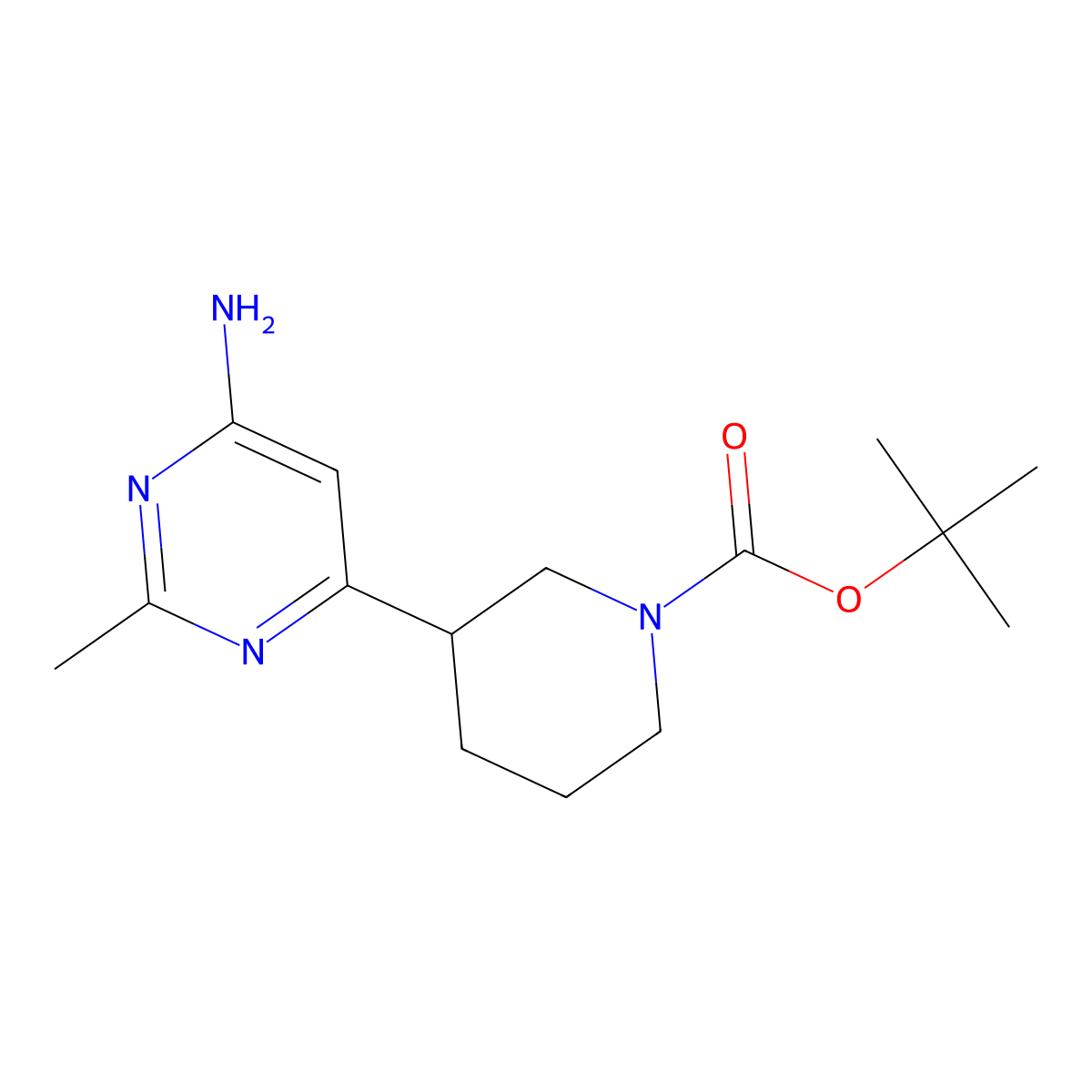 tert-Butyl 3-(6-amino-2-methylpyrimidin-4-yl)piperidine-1-carboxylate molecular structure, CAS 1446282-15-0