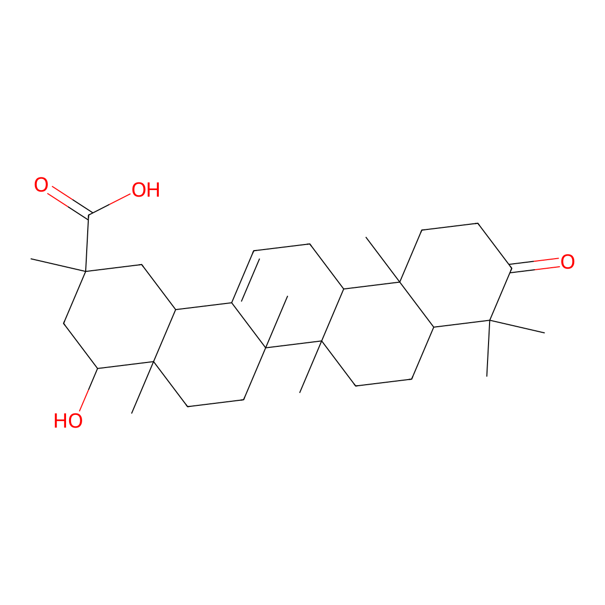 22-Hydroxy-3-oxoolean-12-en-29-oic acid molecular structure, CAS 144629-84-5
