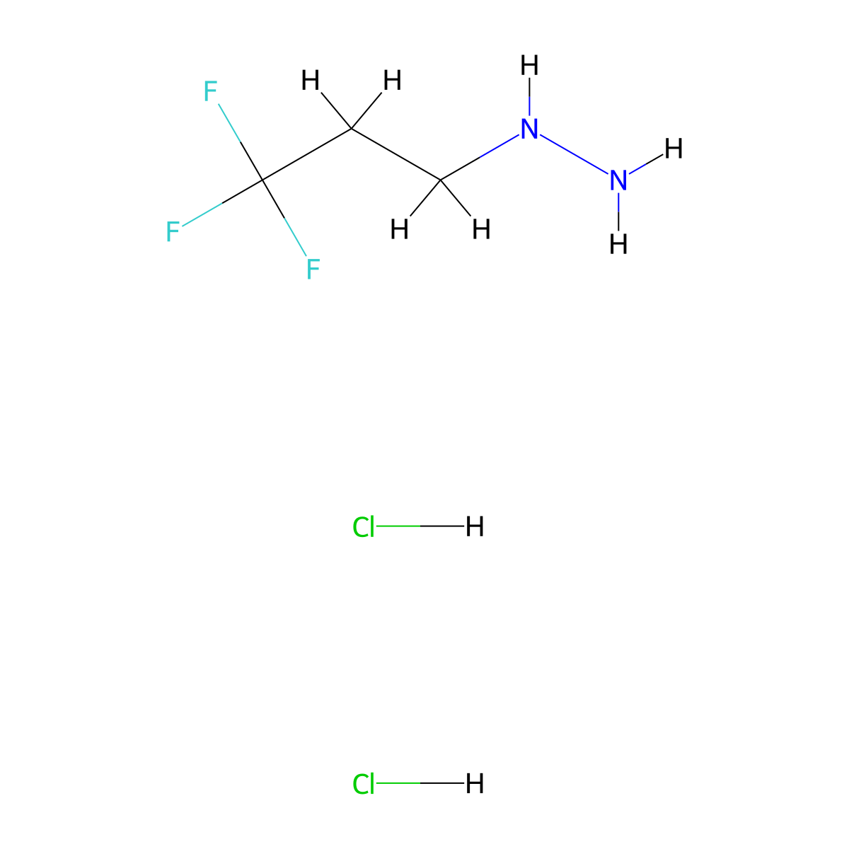 (3,3,3-Trifluoropropyl)hydrazine dihydrochloride molecular structure, CAS 1446322-01-5