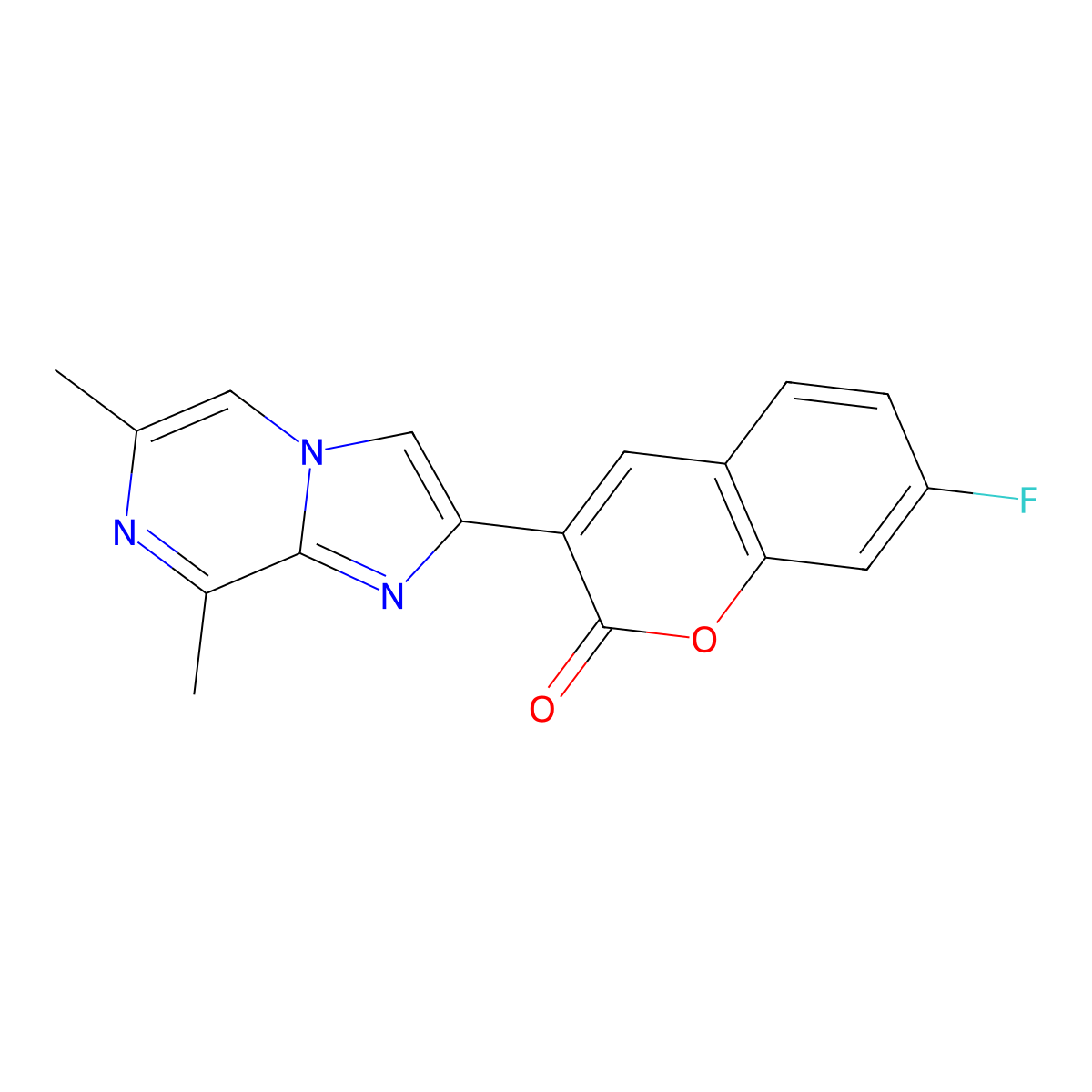 3-(6,8-Dimethylimidazo[1,2-A]pyrazin-2-YL)-7-fluoro-2H-chromen-2-one molecular structure, CAS 1446333-88-5