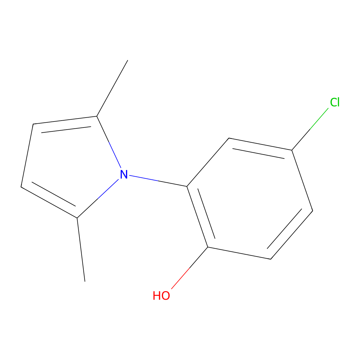 4-chloro-2-(2,5-dimethyl-1H-pyrrol-1-yl)phenol molecular structure, CAS 1446344-34-8