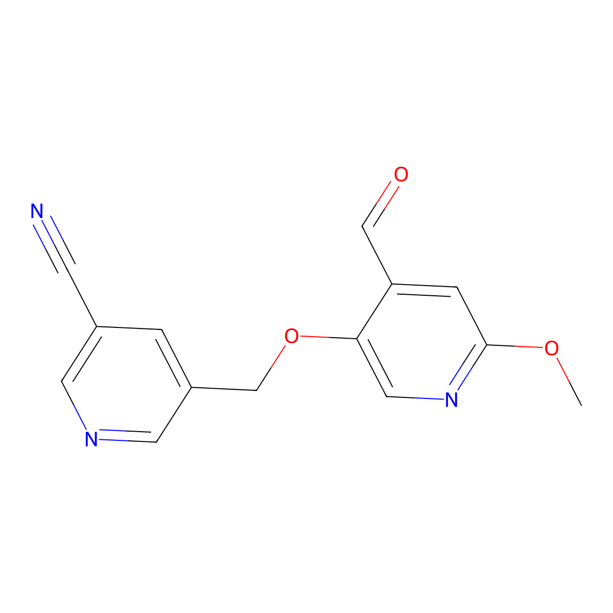 5-(((4-Formyl-6-methoxypyridin-3-yl)oxy)methyl)nicotinonitrile molecular structure, CAS 1446346-15-1